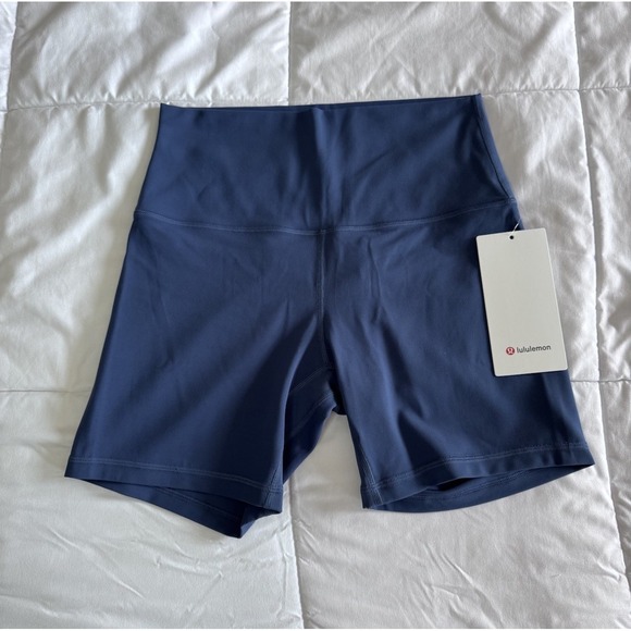 New lululemon Align High-Rise Short 6" Size 8 Twill Blue Biker Gym Yoga NWT - Picture 1 of 8